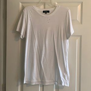 Basic distressed white tee